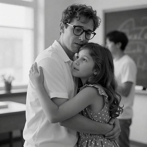 Emotional Embrace in Black-and-White