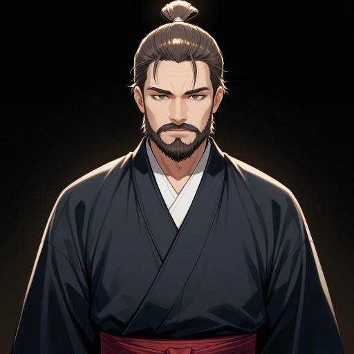 Serene Middle-Aged Man in Kimono Serene Middle-Aged Man in Kimono