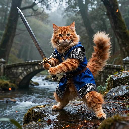 Rufous Ragdoll Cat Medieval Warrior