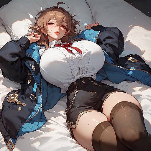 Anime Girl in Jacket and Thighhighs