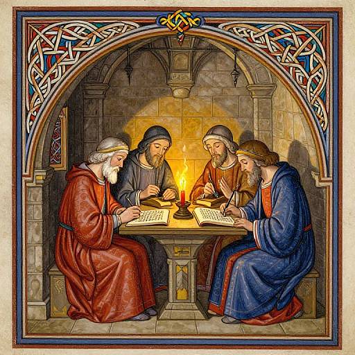 Lindisfarne Celtic Manuscript Scene