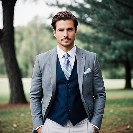 Man in Semi Formal Suit Outdoors