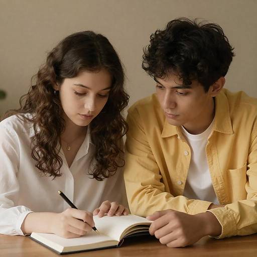 Warm Intimate Couple Writing Moment