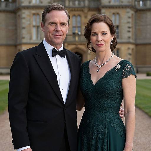 Elegantly Dressed Couple in Grand Setting