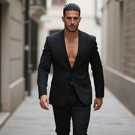 Stylish Man in Tailored Black Suit