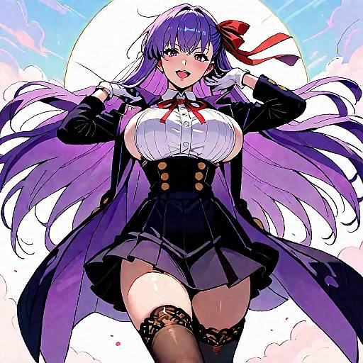 Elegant Anime Girl at Sunset