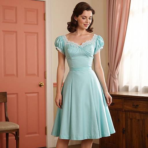 Vintage 1950s Elegant Teal Dress