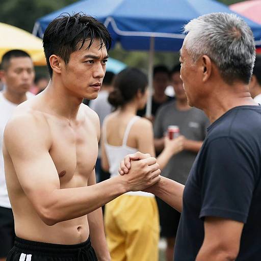 Dramatic Encounter: Two Men Outdoors