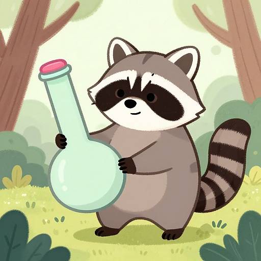 Playful Raccoon with Oversized Bong