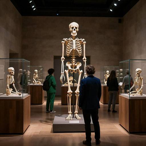 Engaging Museum Scene with Skeletons