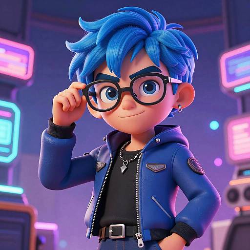Cyberpunk Cartoon Character Portrait