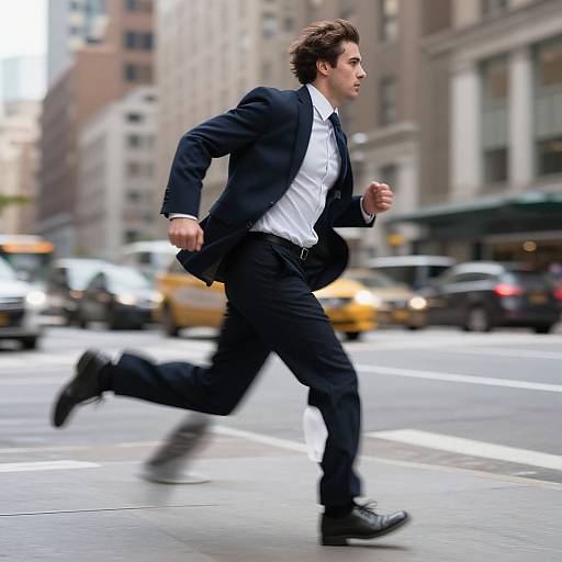 Businessman Running Through NYC