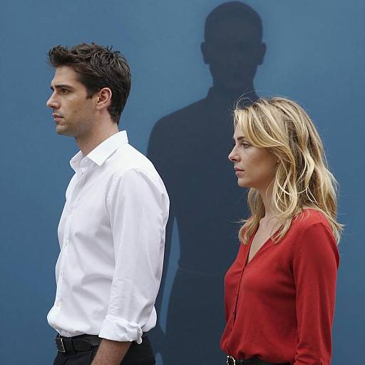 Serious Couple Against Blue Mural