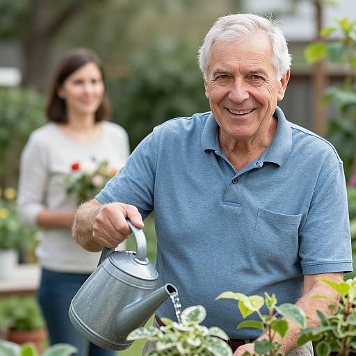 Senior Man Gardening with Background Blur