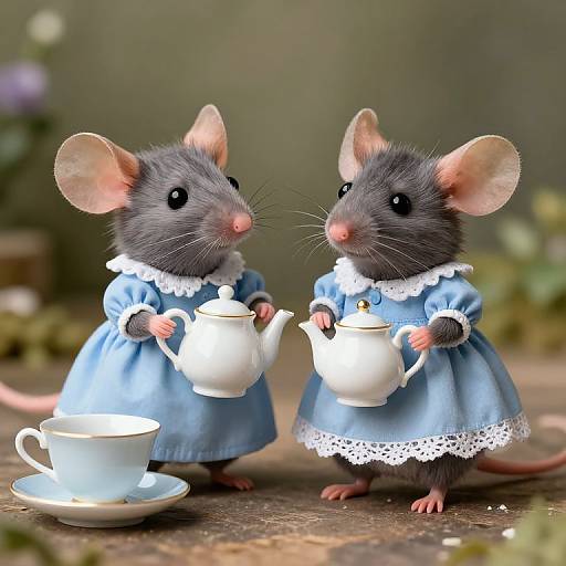 Adorable Mice Tea Party Scene