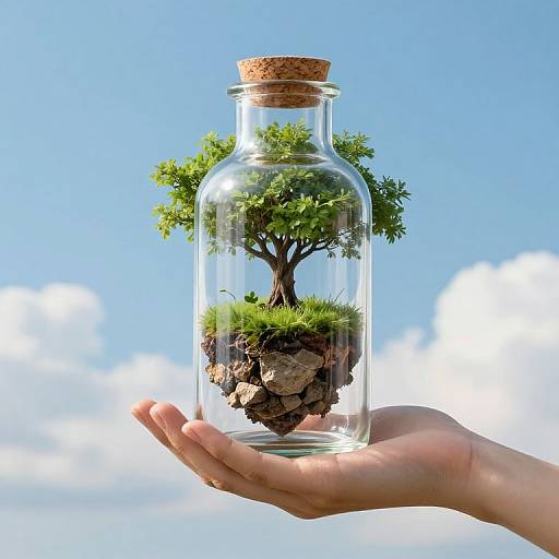 Miniature Floating Island in Glass Bottle