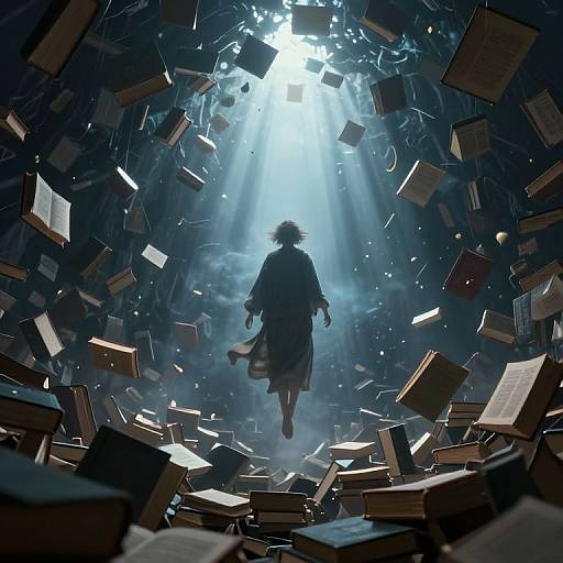 Solitary Figure Amidst Sentient Books