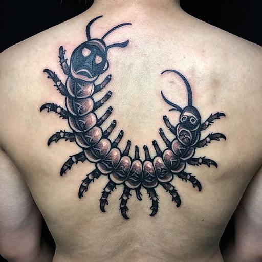 Symmetrical Tribal Centipede Tattoo Design