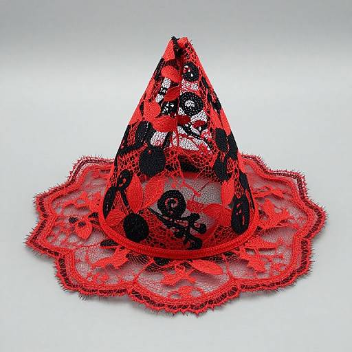 Mini Red and Black Lace Halloween Hat