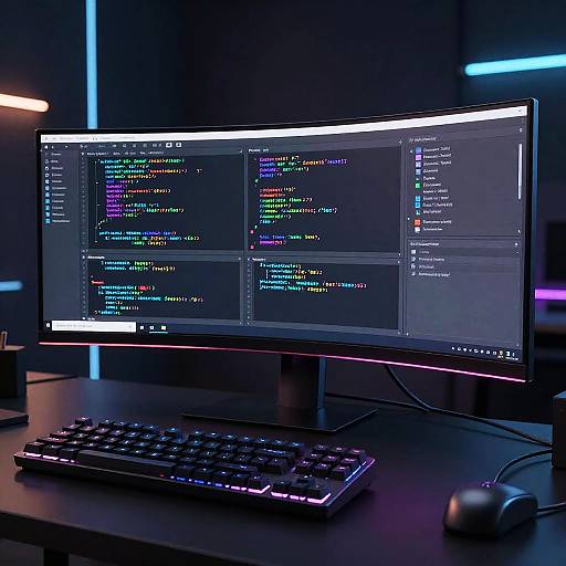 Neovim Editor on Ultra-Wide Curved Monitor