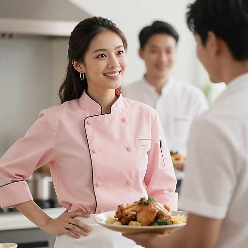 Chefs Smiling in Bright Kitchen Setting