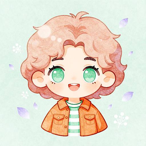 Chibi Rose Gold Hair Watercolor