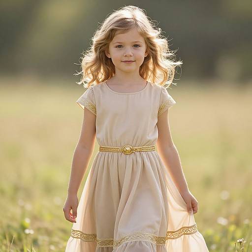Elegant Blonde Girl in Sunny Meadow