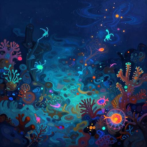 Impressionistic Underwater Bioluminescent Dreamscape