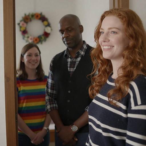 Smiling Trio in a Cozy Setting