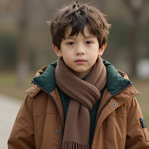 Boy in Brown Winter Coat