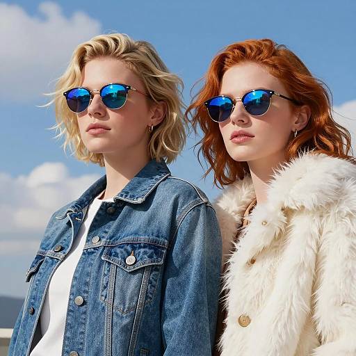 Stylish Women with Wavy Hair Portrait