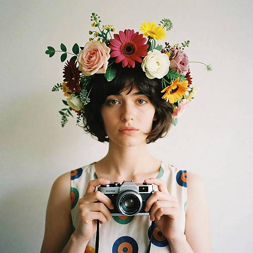 Surreal Floral Crown Fashion Portrait