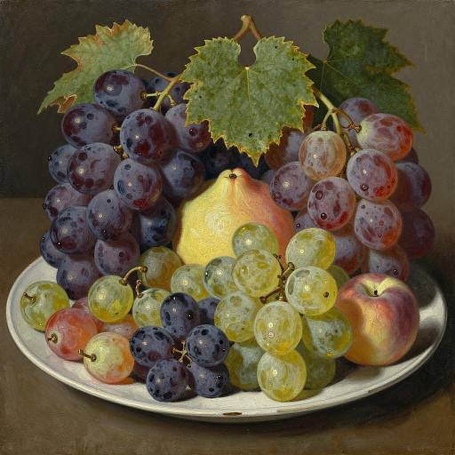 Oil Painting of Mixed Summer Fruits on Plate