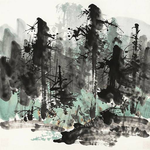 Ink Wash Forest Landscape