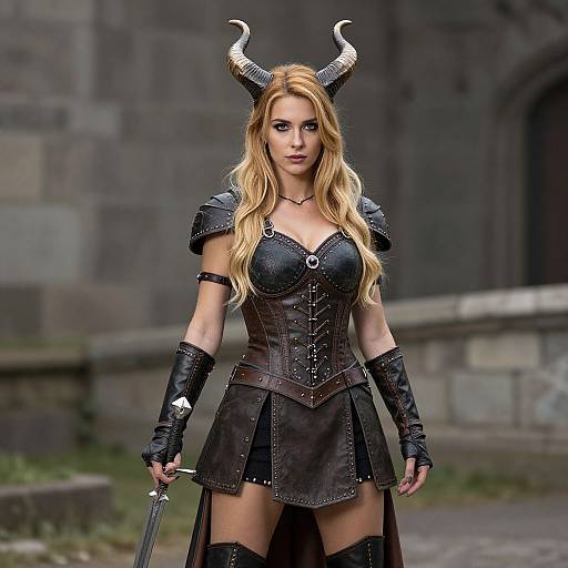 Valkyrie Woman in Horned Costume