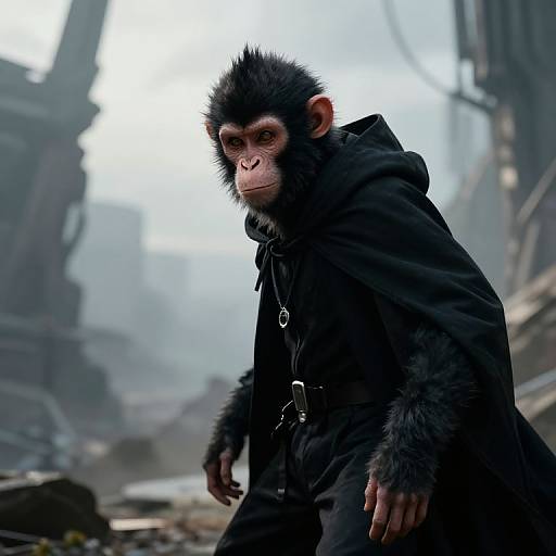 Sci-Fi Sly Monkey in Black Cloak