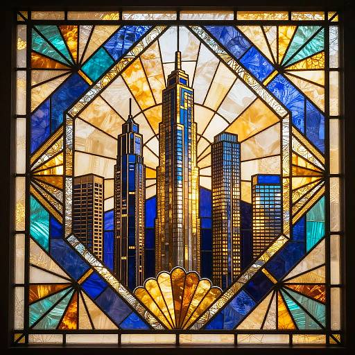 Art Deco Skyscraper Stained Glass