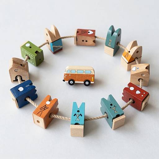 Hand Painted Camper Van Wooden Pegs