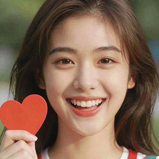 Cheerful Young Woman with Heart