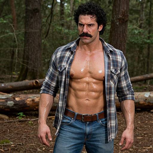 Muscular Man in Forest Setting
