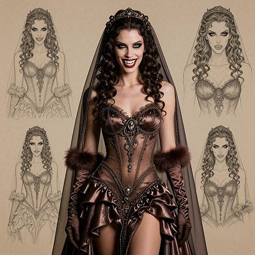 Sinister Female Vampire Bride Portrait