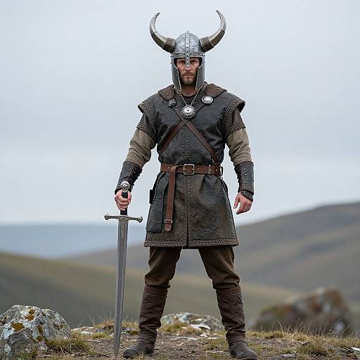 Male Viking Costume with Helmet