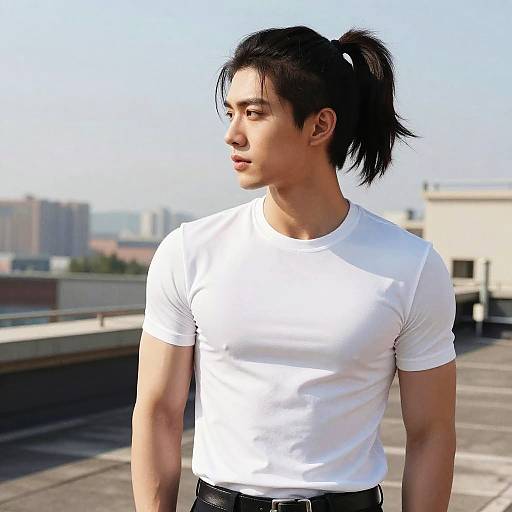 Young Man High Ponytail Fashion Shot