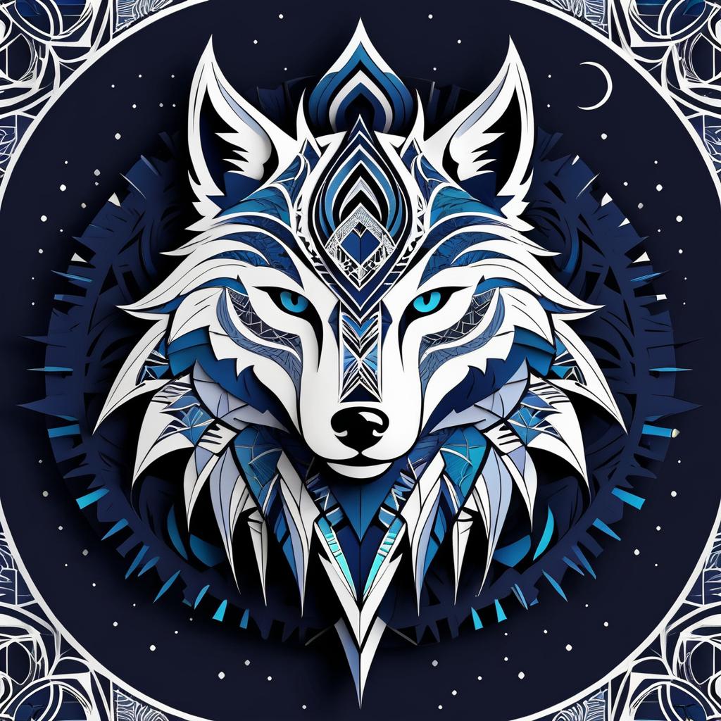 Fierce Wolf with Crescent Moon Design