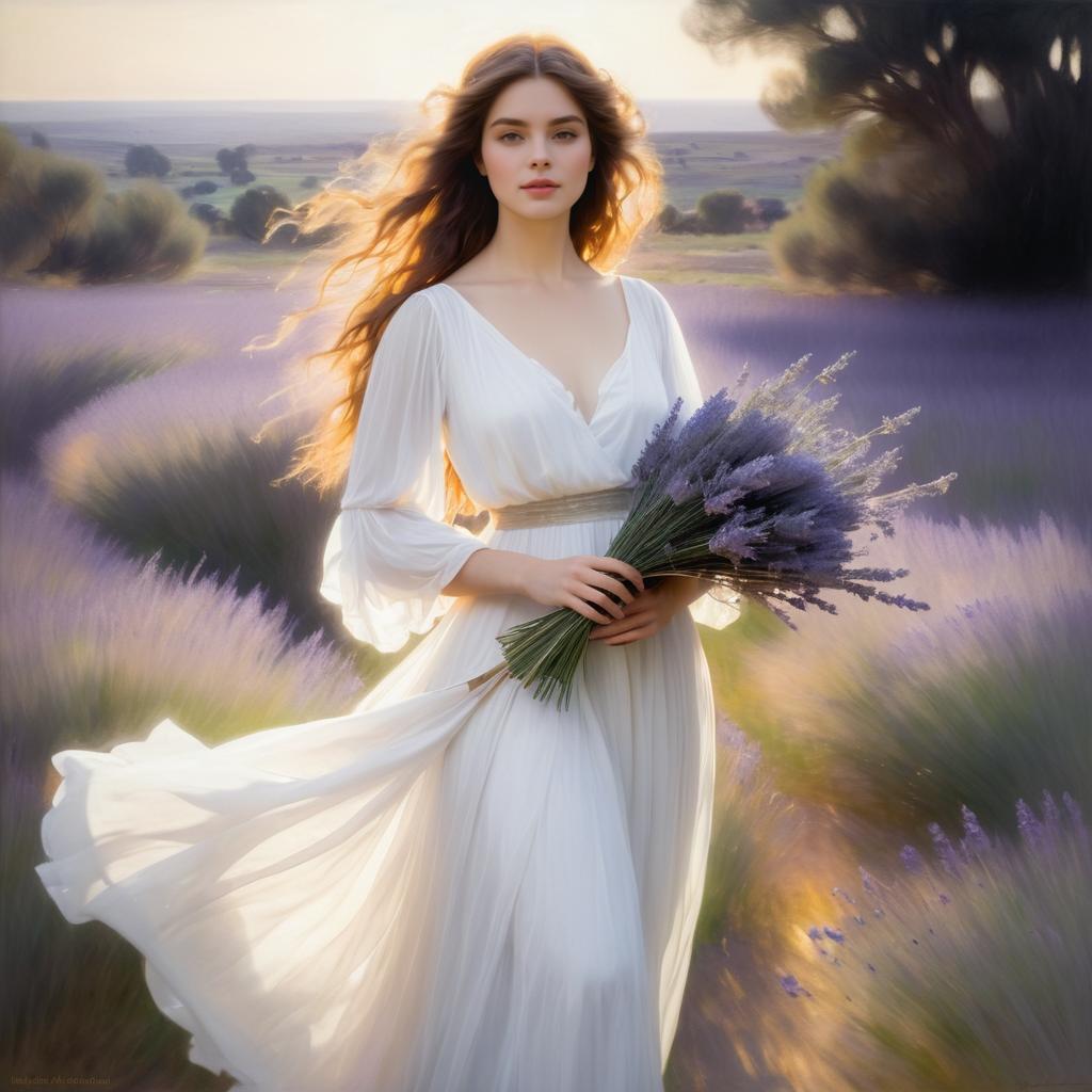 Ethereal Young Woman in Romantic Elegance