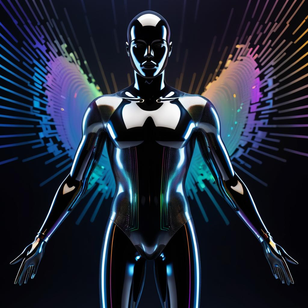 Futuristic Black Mannequin in Metallic Gradients