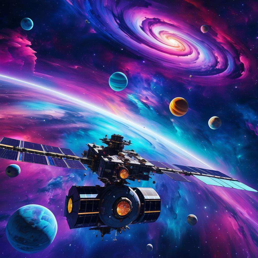 Vivid Space Station and Nebula Scene