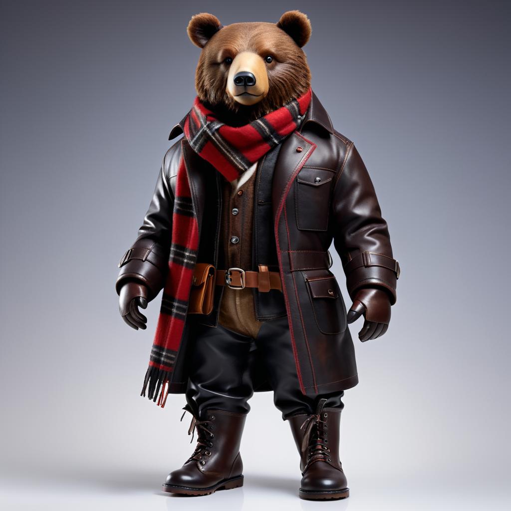 Sophisticated Bear in Leather Attire