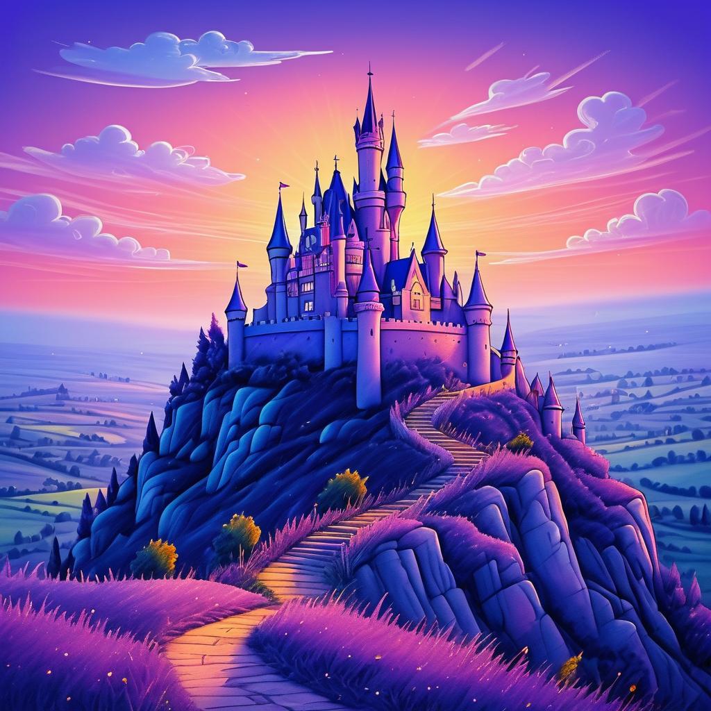 Sunset Castle: A Child's Crayon Drawing