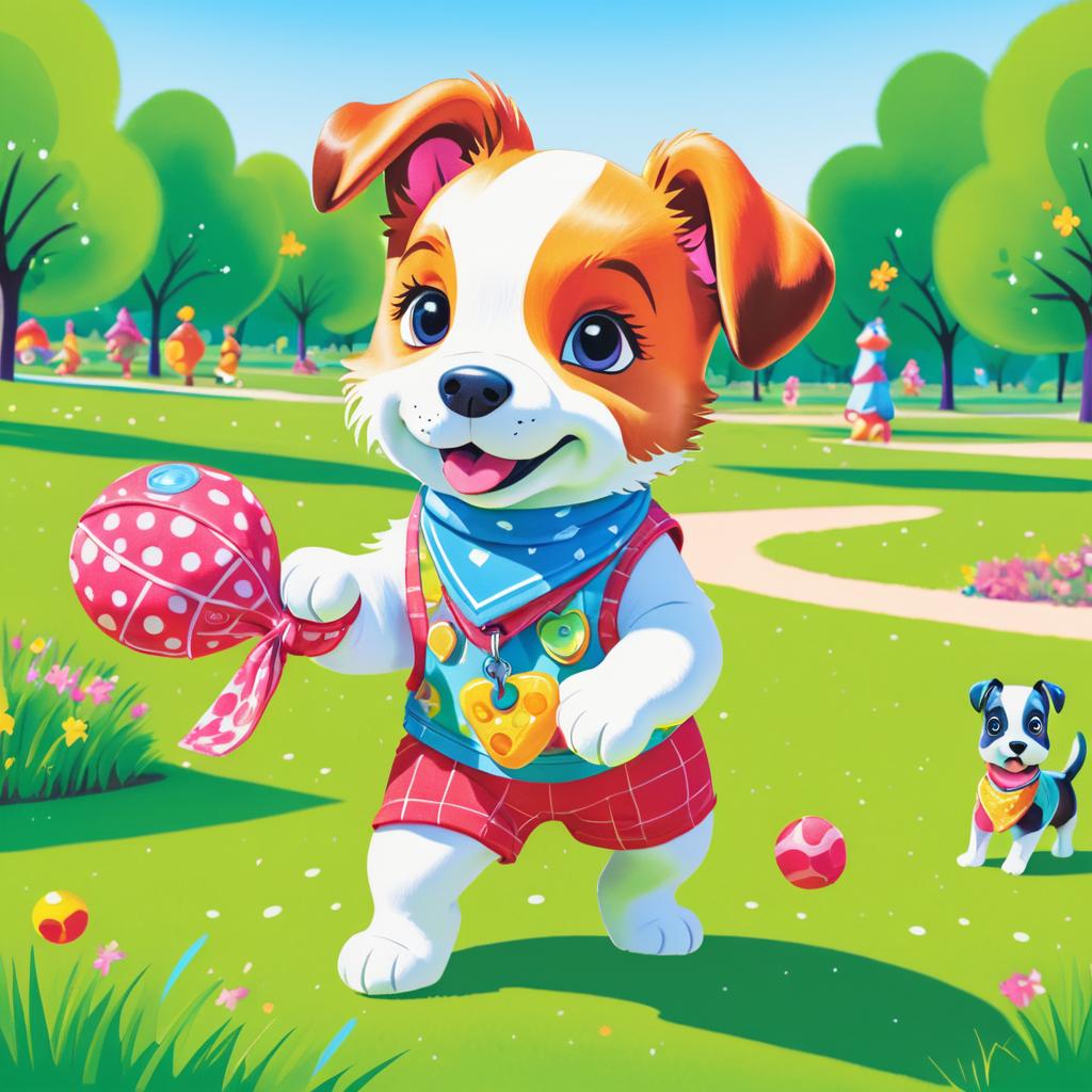 Whimsical Puppy in a Vibrant Park